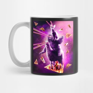 Laser Eyes Space Cat Riding Sloth, Llama - Rainbow Mug